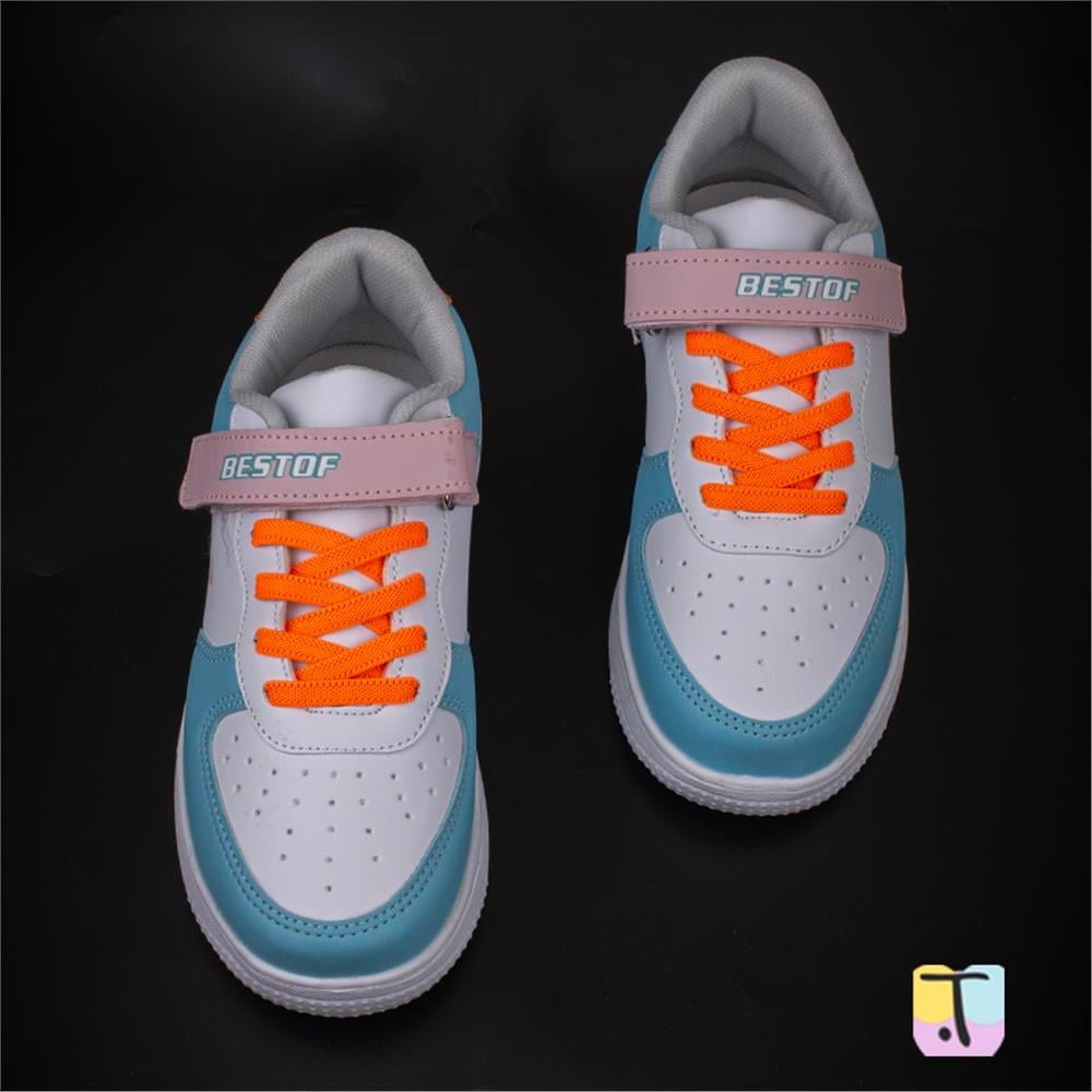 Trend Adımlar Mavi  Suni Deri Mevsimlik Filet Unisex Çocuk Sneaker