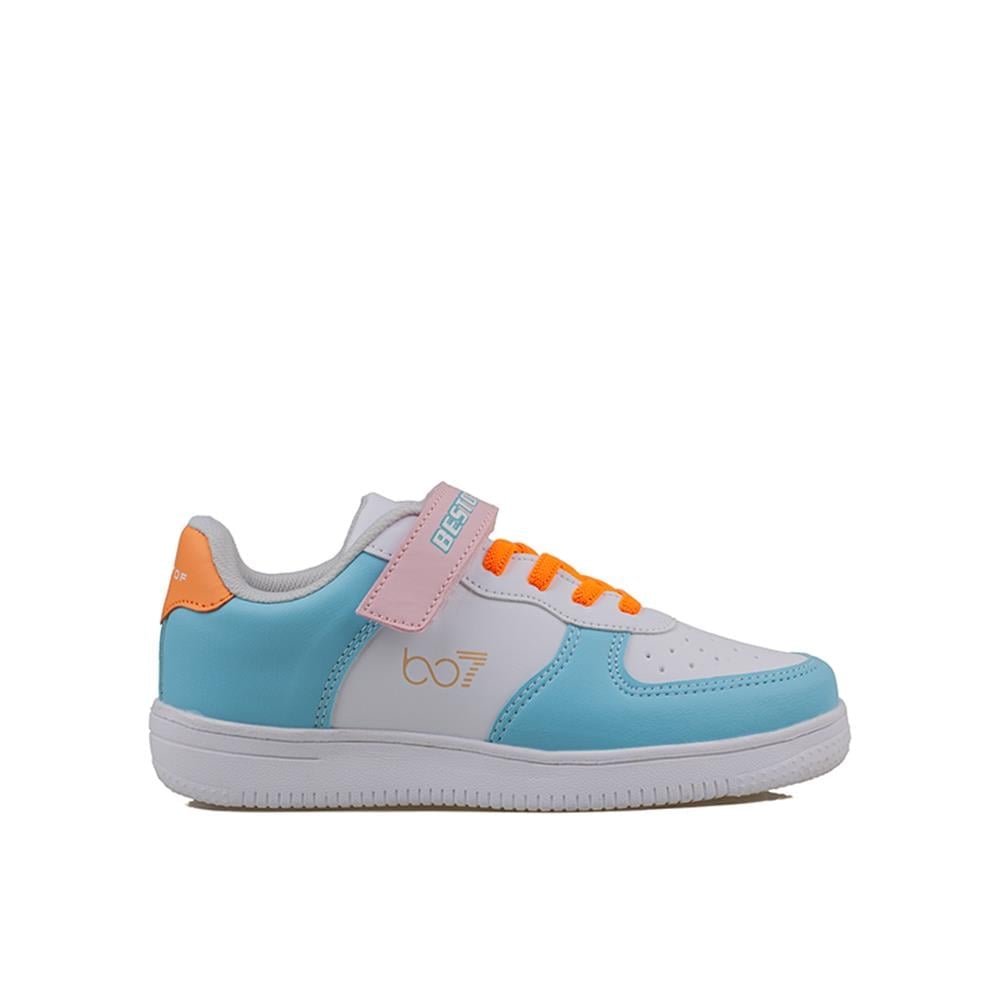 Trend Adımlar Mavi  Suni Deri Mevsimlik Filet Unisex Çocuk Sneaker