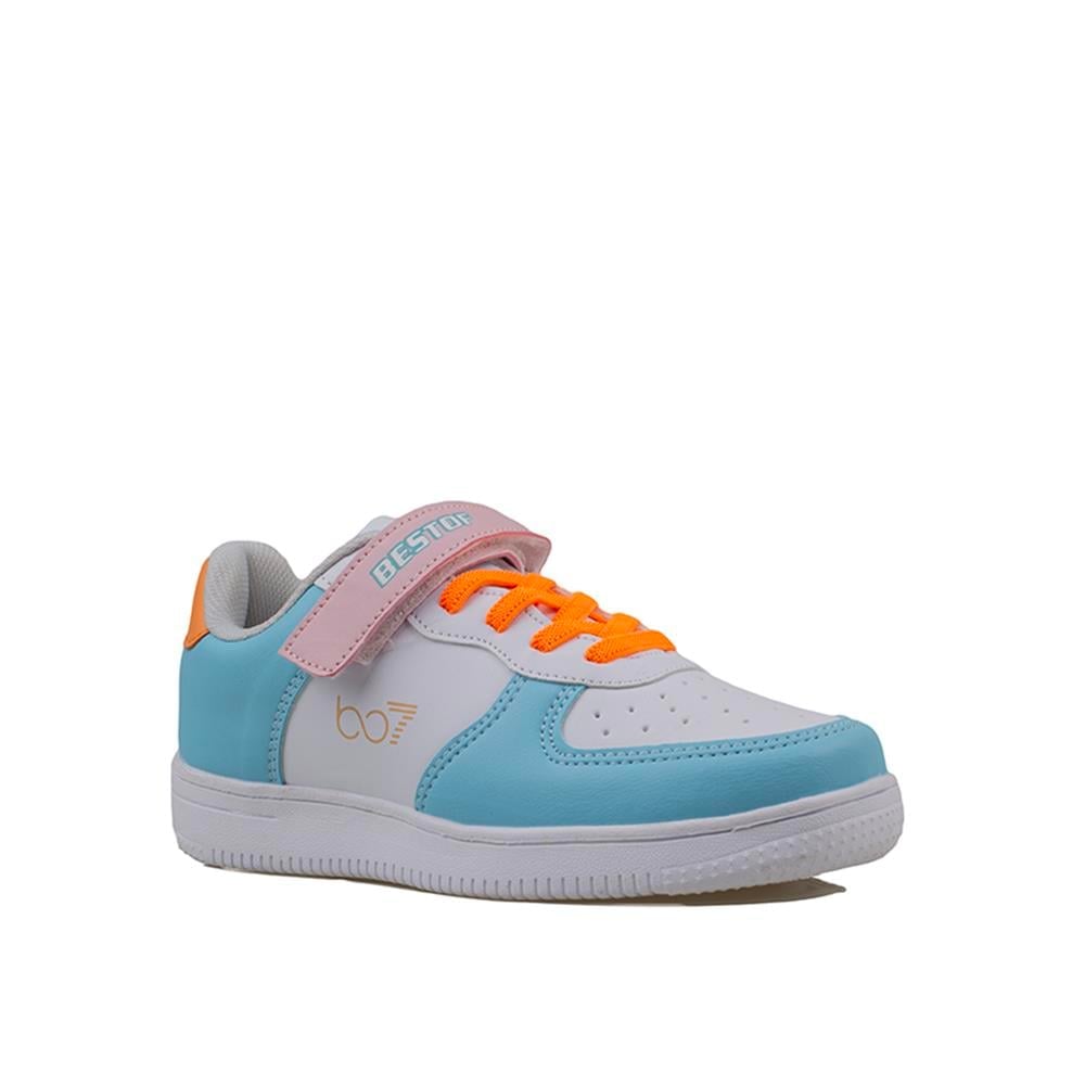 Trend Adımlar Mavi  Suni Deri Mevsimlik Filet Unisex Çocuk Sneaker