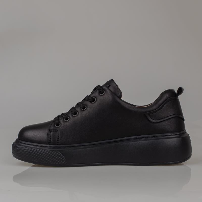 Trend Adımlar Siyah  Aura Kadın Hakiki Deri Sneaker