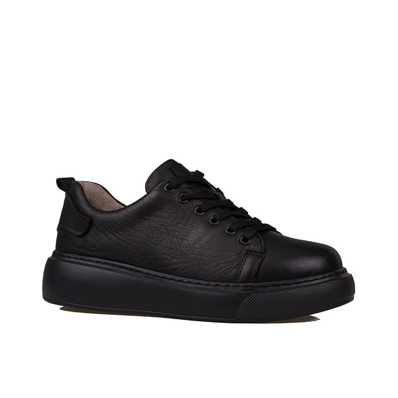 Trend Adımlar Siyah  Aura Kadın Hakiki Deri Sneaker