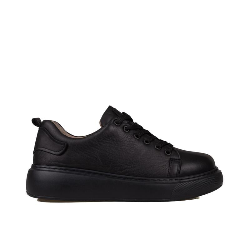 Trend Adımlar Siyah  Aura Kadın Hakiki Deri Sneaker