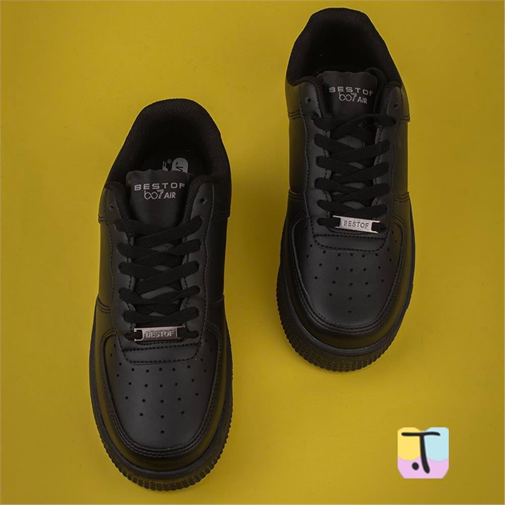 Trend Adımlar Siyah  Force Memory Foam Tabanlı Mevsimlik Unisex Sneaker