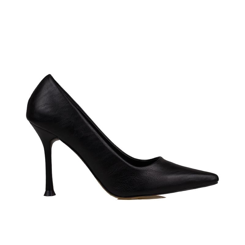 Trend Adımlar Siyah  Kadın Düz Deri Stiletto