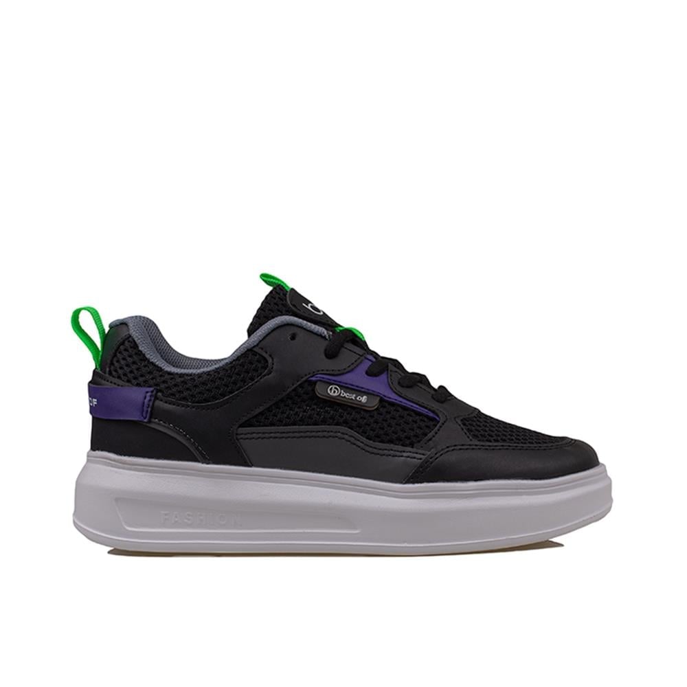 Trend Adımlar Siyah  Memory Foam Ped Tabanlı Kalın Taban Kadın Sneaker
