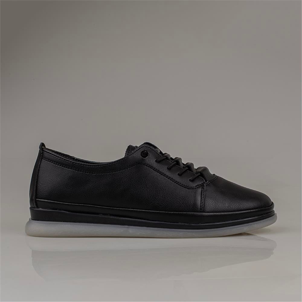 Trend Adımlar Siyah  Step Ease Comfort Düz Kadın Lastikli Ayakkabı