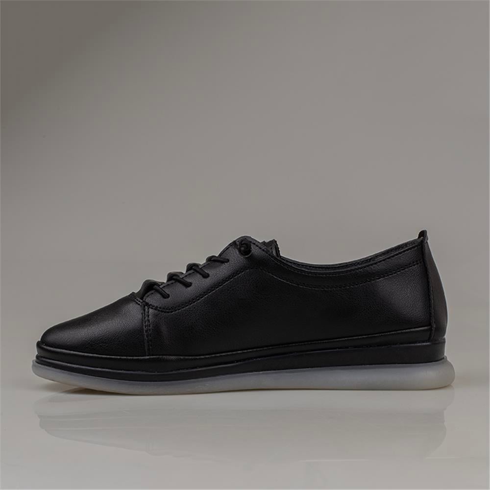 Trend Adımlar Siyah  Step Ease Comfort Düz Kadın Lastikli Ayakkabı