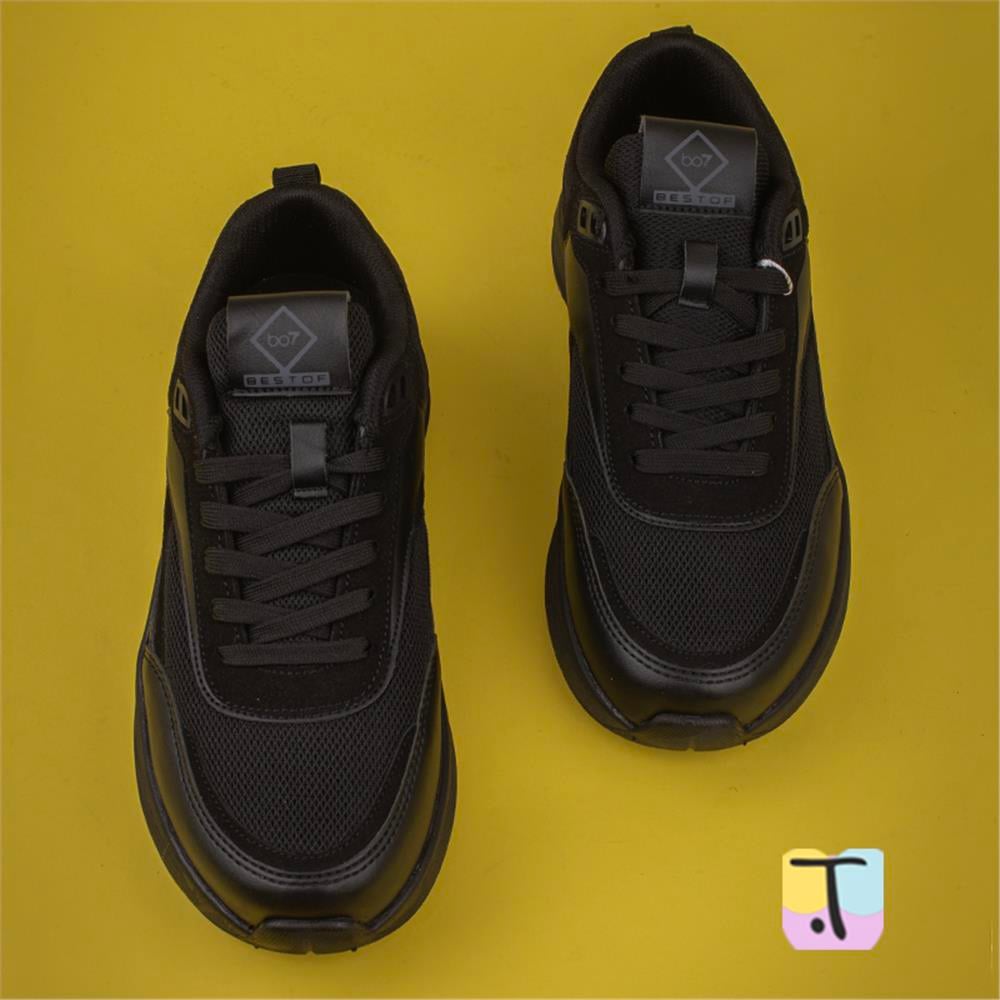 Trend Adımlar Siyah  Unisex Kalın Taban Comfortable Sneaker