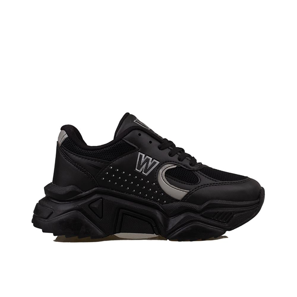 Trend Adımlar Siyah  Worting Kadın Kalın Taban Sneaker