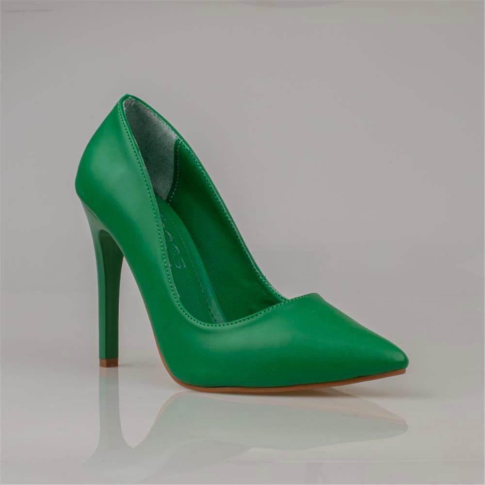Trend Adımlar Yeşil  Kadın İnce Topuklu Sivri Burun Stiletto