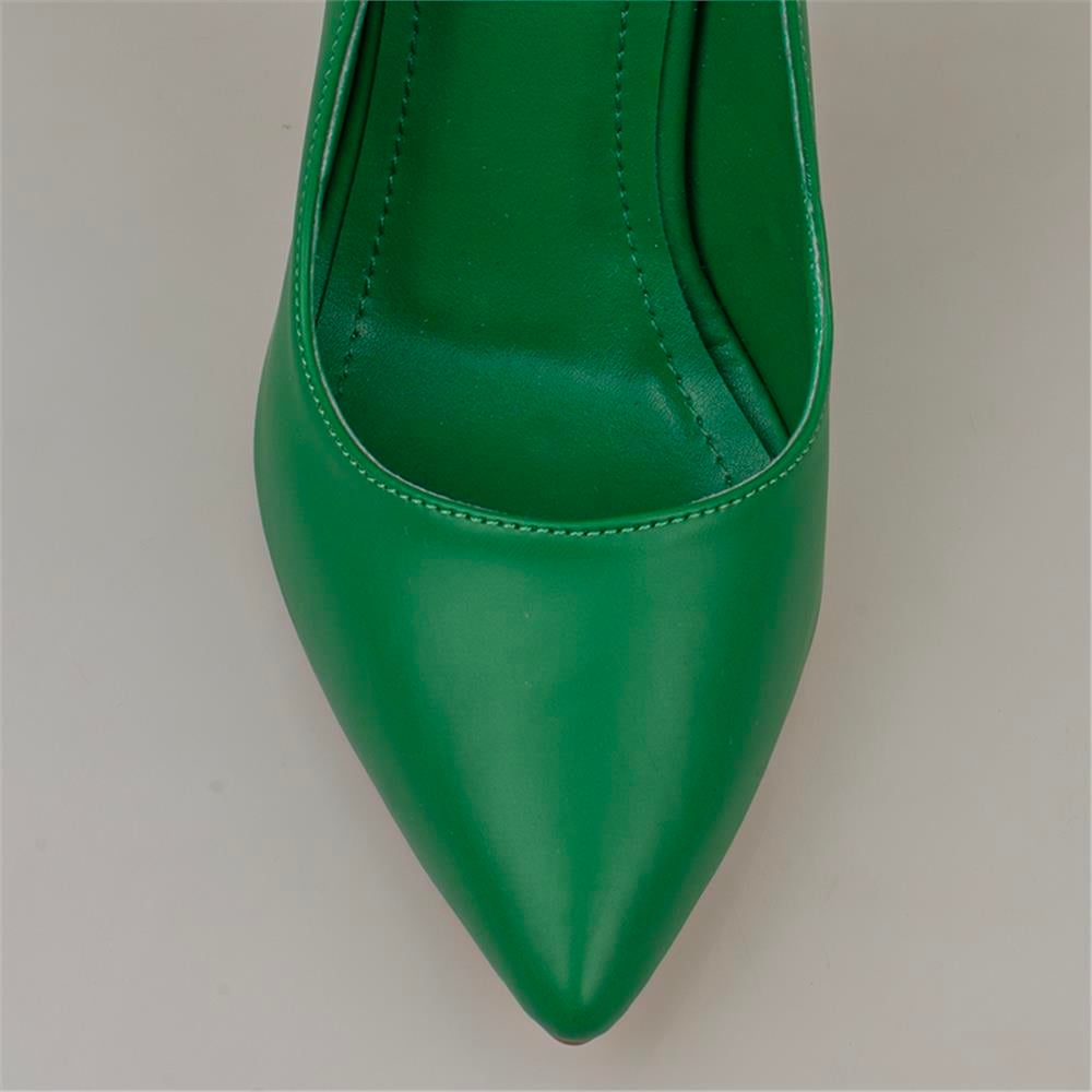 Trend Adımlar Yeşil  Kadın İnce Topuklu Sivri Burun Stiletto