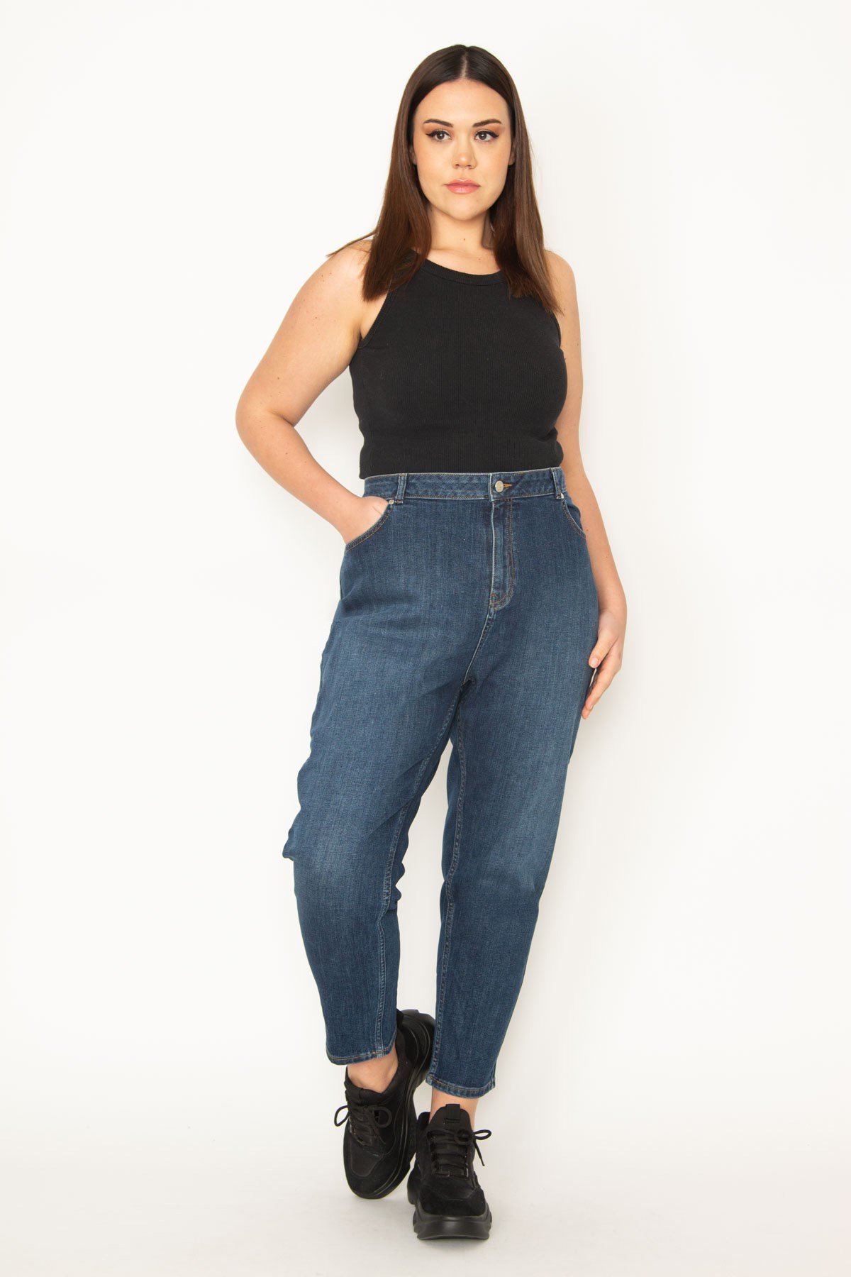 Kadın Lacivert 5 Cepli Likralı Kot Pantolon 65N33989