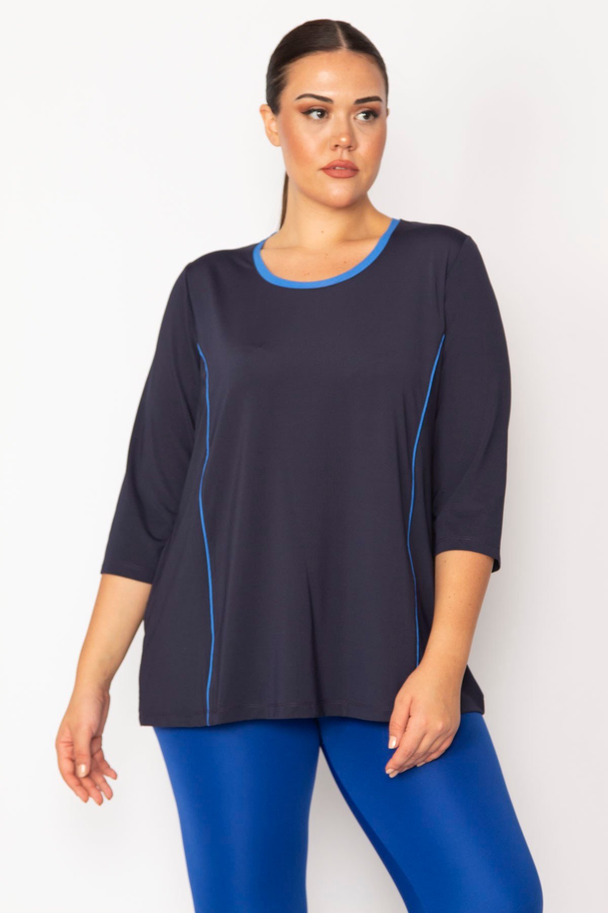 Kadın Lacivert Biye Ve Kup Detaylı Tunik 65N29275
