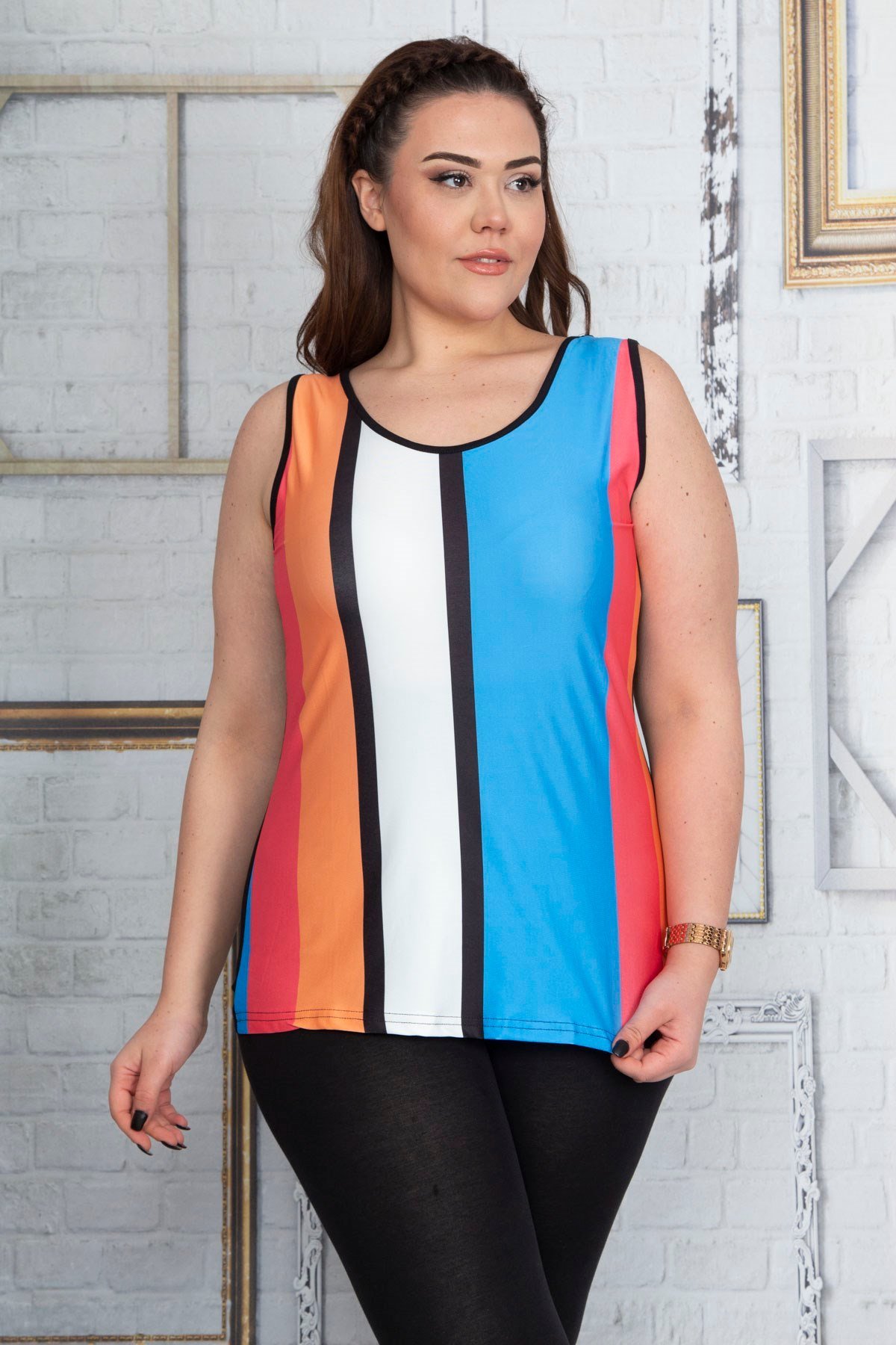 Kadın Renkli Kolsuz Bluz 65N22888