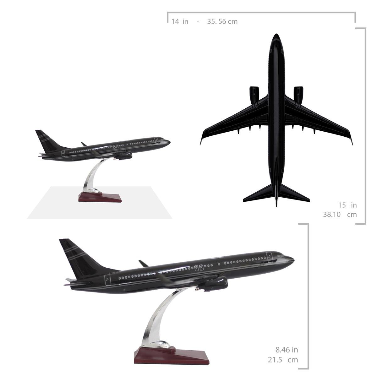 UCK0139Zekupp Boeing 737-800 1/100 Ölçek Çizgi  Detaylı Siyah Tasarımlı Model Uçak