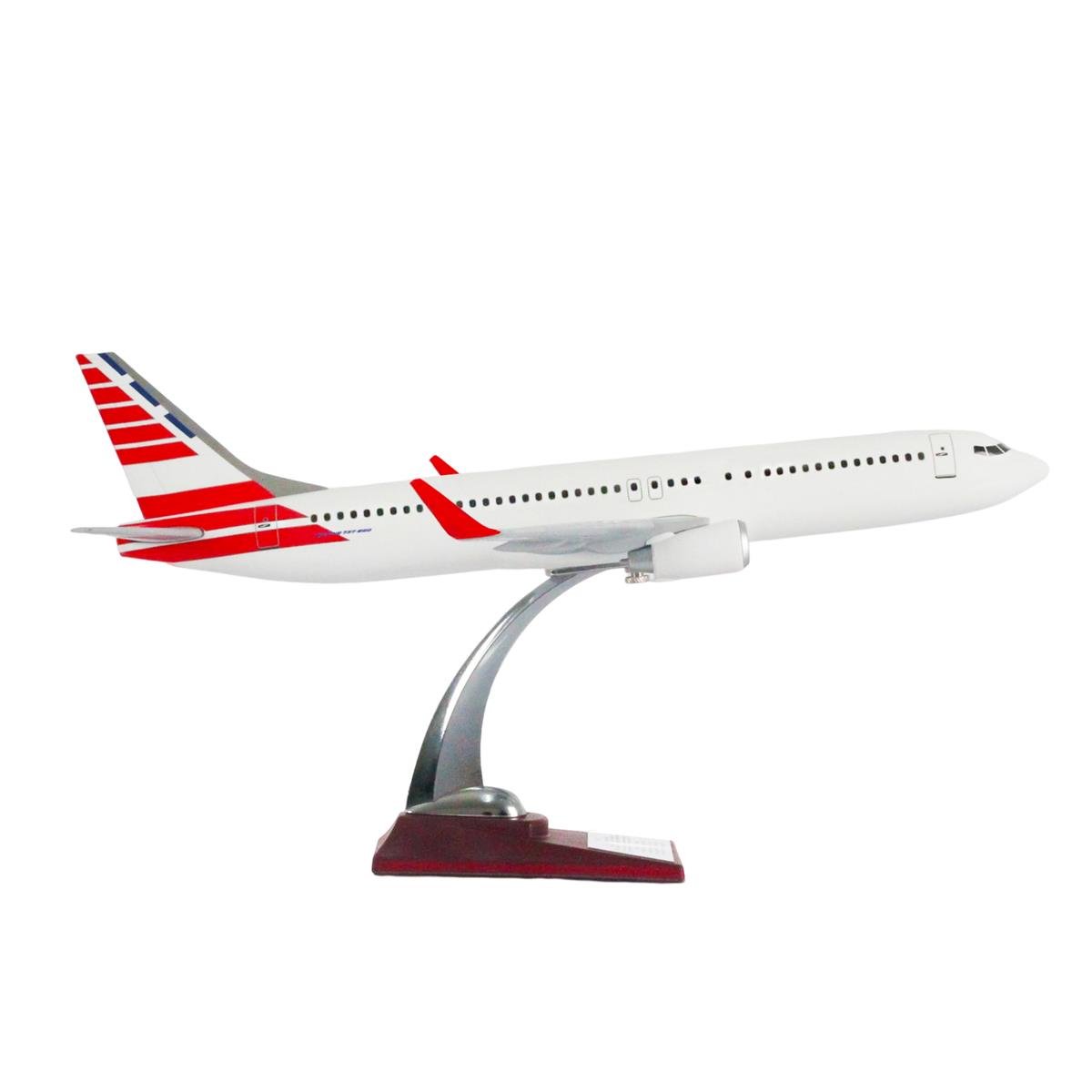 UCK0143Zekupp Boeing 737-800 1/100 Ölçek Kırmızı Mavi Çizgi Detaylı Maket Uçak