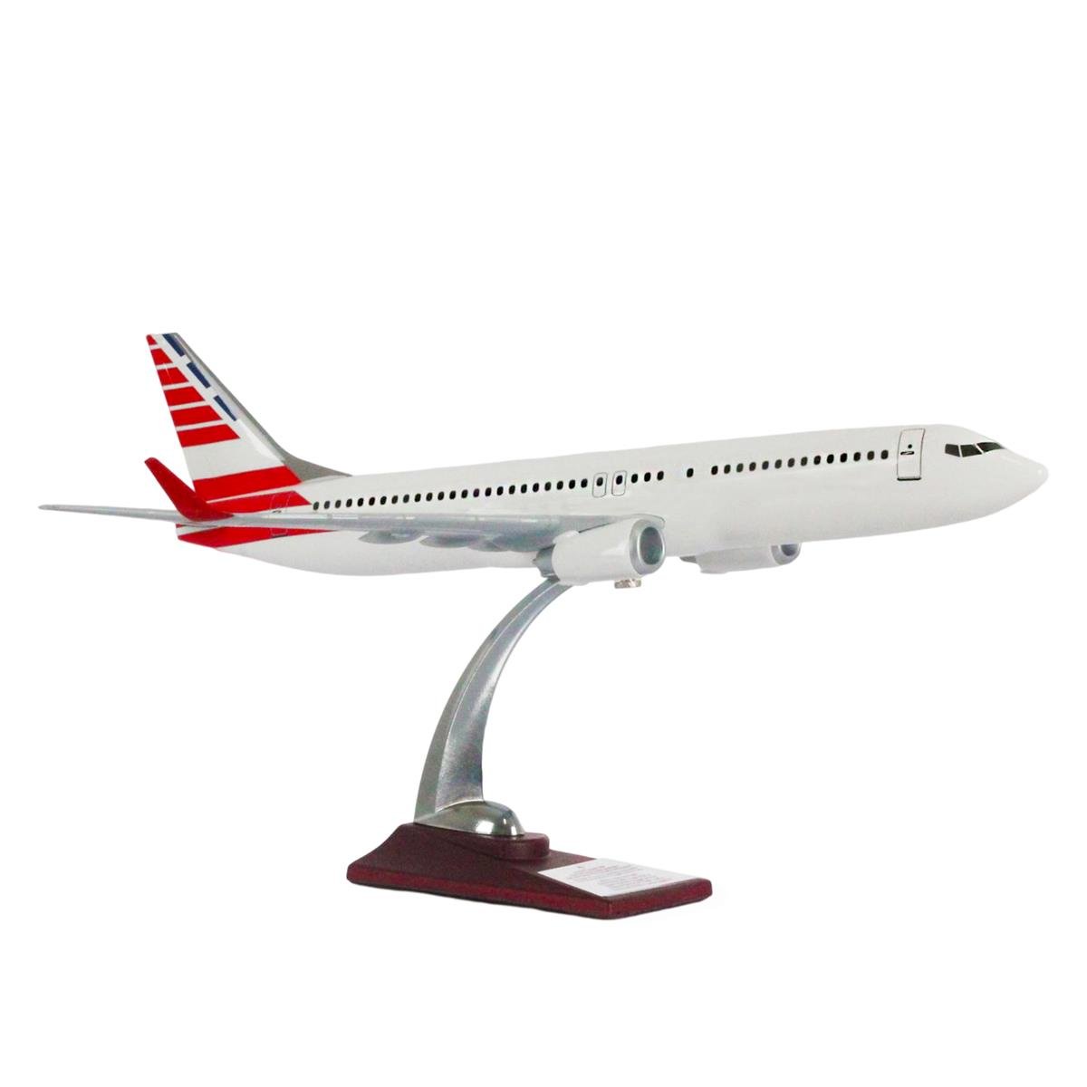 UCK0143Zekupp Boeing 737-800 1/100 Ölçek Kırmızı Mavi Çizgi Detaylı Maket Uçak