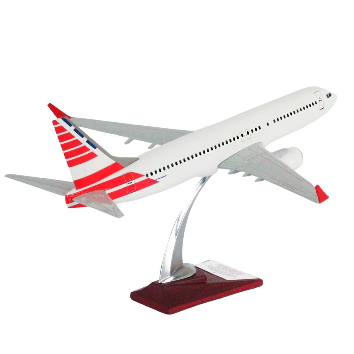 UCK0143Zekupp Boeing 737-800 1/100 Ölçek Kırmızı Mavi Çizgi Detaylı Maket Uçak