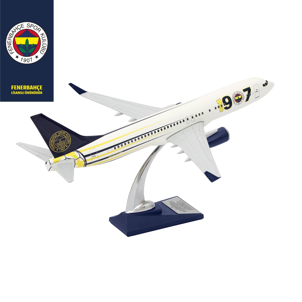 UCK0187Zekupp Boeing 737-800 1/100 Ölçek Fenerbahçe Lisanslı 1907 Tasarım Maket Uçak