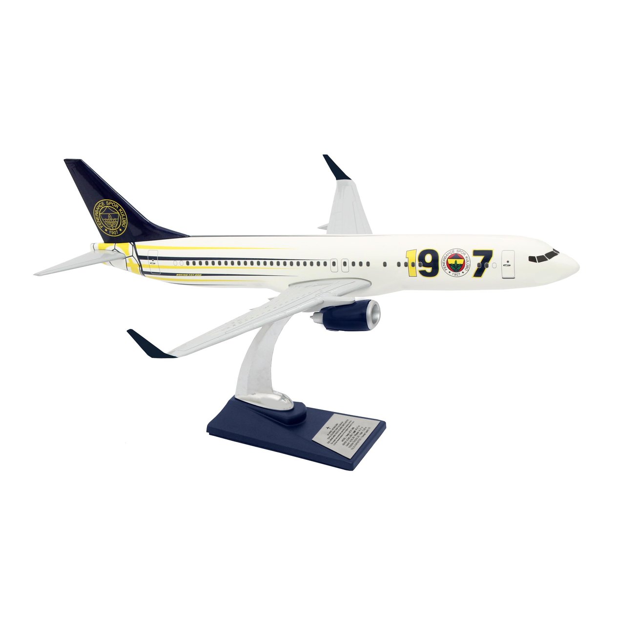 UCK0187Zekupp Boeing 737-800 1/100 Ölçek Fenerbahçe Lisanslı 1907 Tasarım Maket Uçak