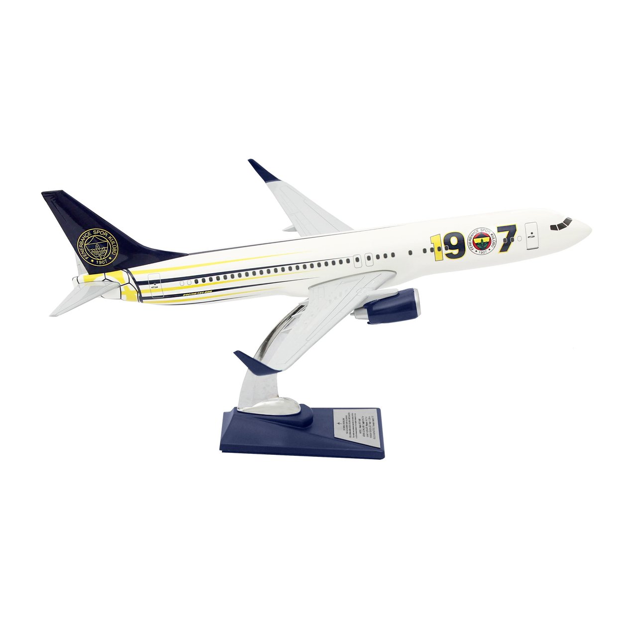 UCK0187Zekupp Boeing 737-800 1/100 Ölçek Fenerbahçe Lisanslı 1907 Tasarım Maket Uçak