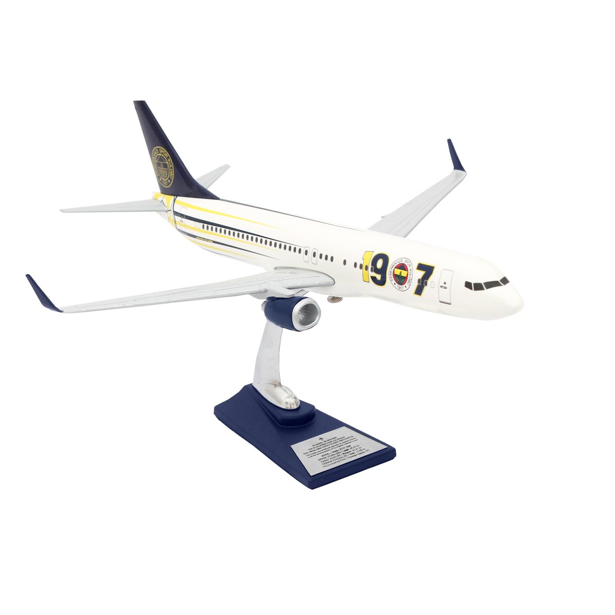UCK0187Zekupp Boeing 737-800 1/100 Ölçek Fenerbahçe Lisanslı 1907 Tasarım Maket Uçak