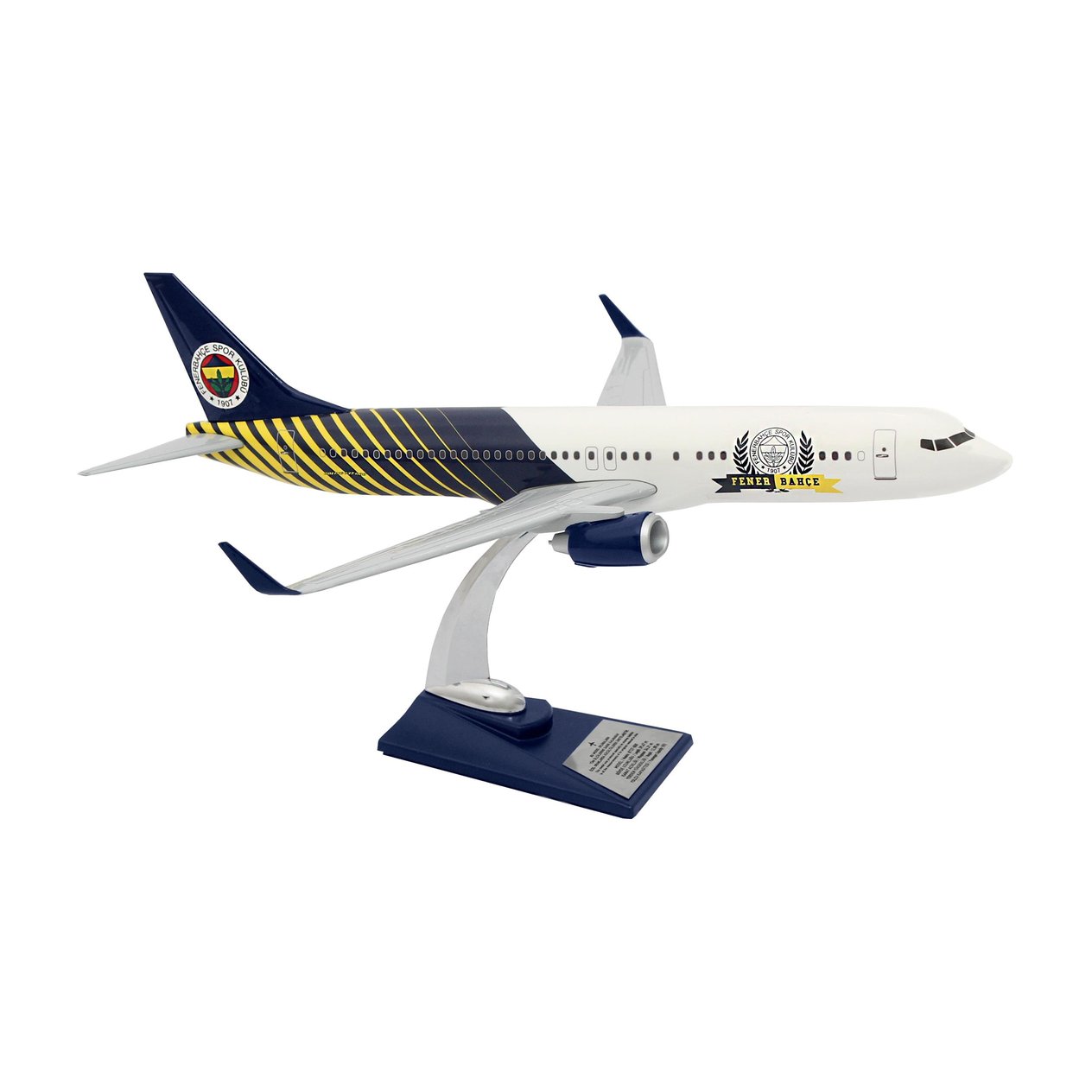 UCK0188Zekupp Boeing 737-800 1/100 Ölçek Fenerbahçe Lisanslı Çizgili Tasarım Maket Uçak