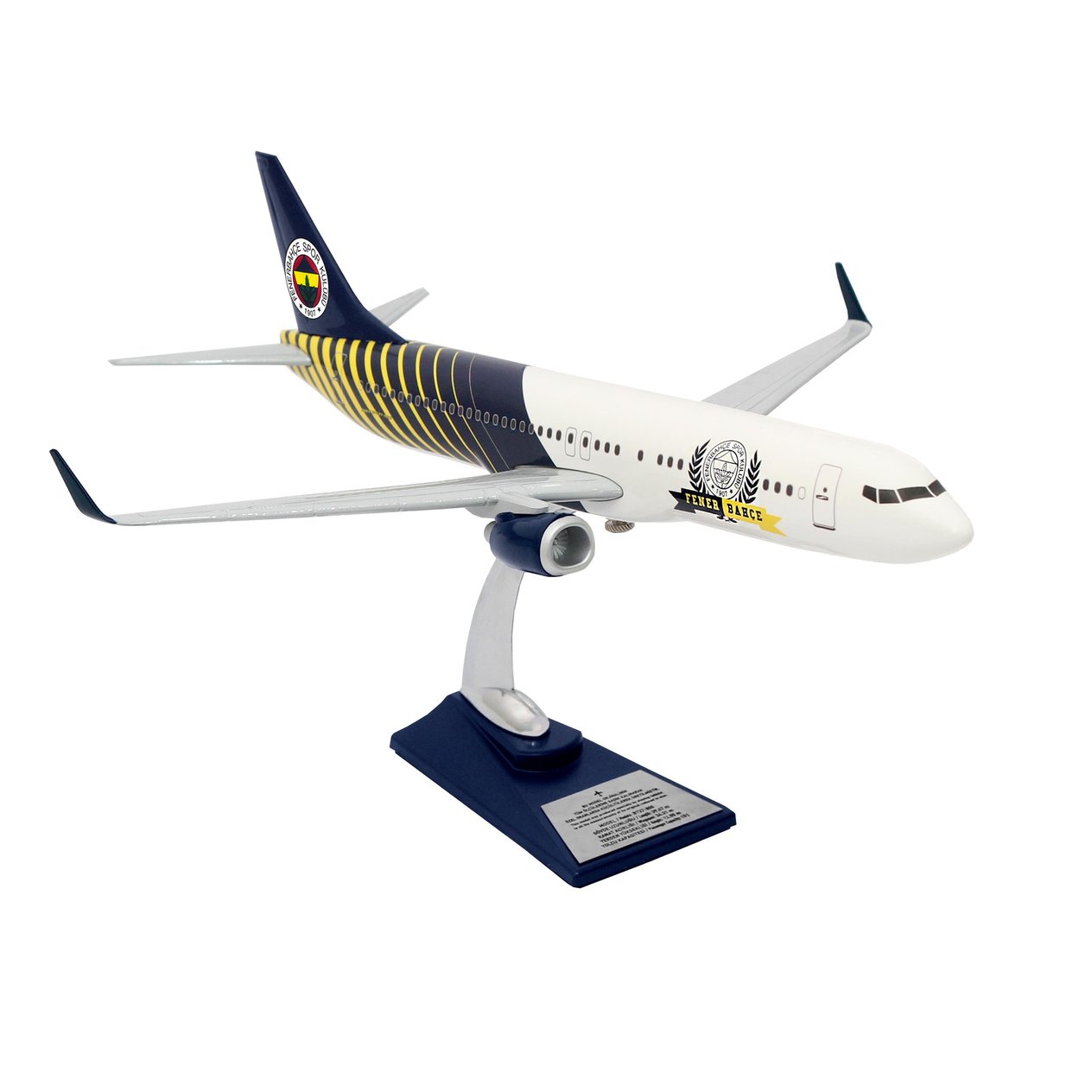 UCK0188Zekupp Boeing 737-800 1/100 Ölçek Fenerbahçe Lisanslı Çizgili Tasarım Maket Uçak