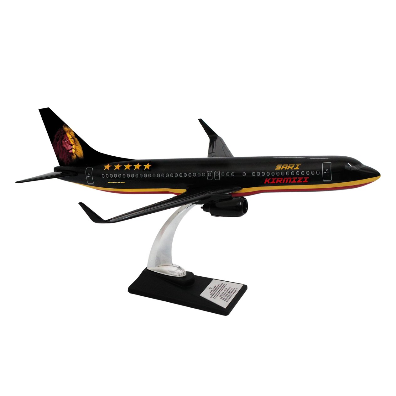 UCK0211Zekupp Boeing 737-800 1/100 Ölçek Klasik Aslan Tasarımlı Siyah Maket Uçak