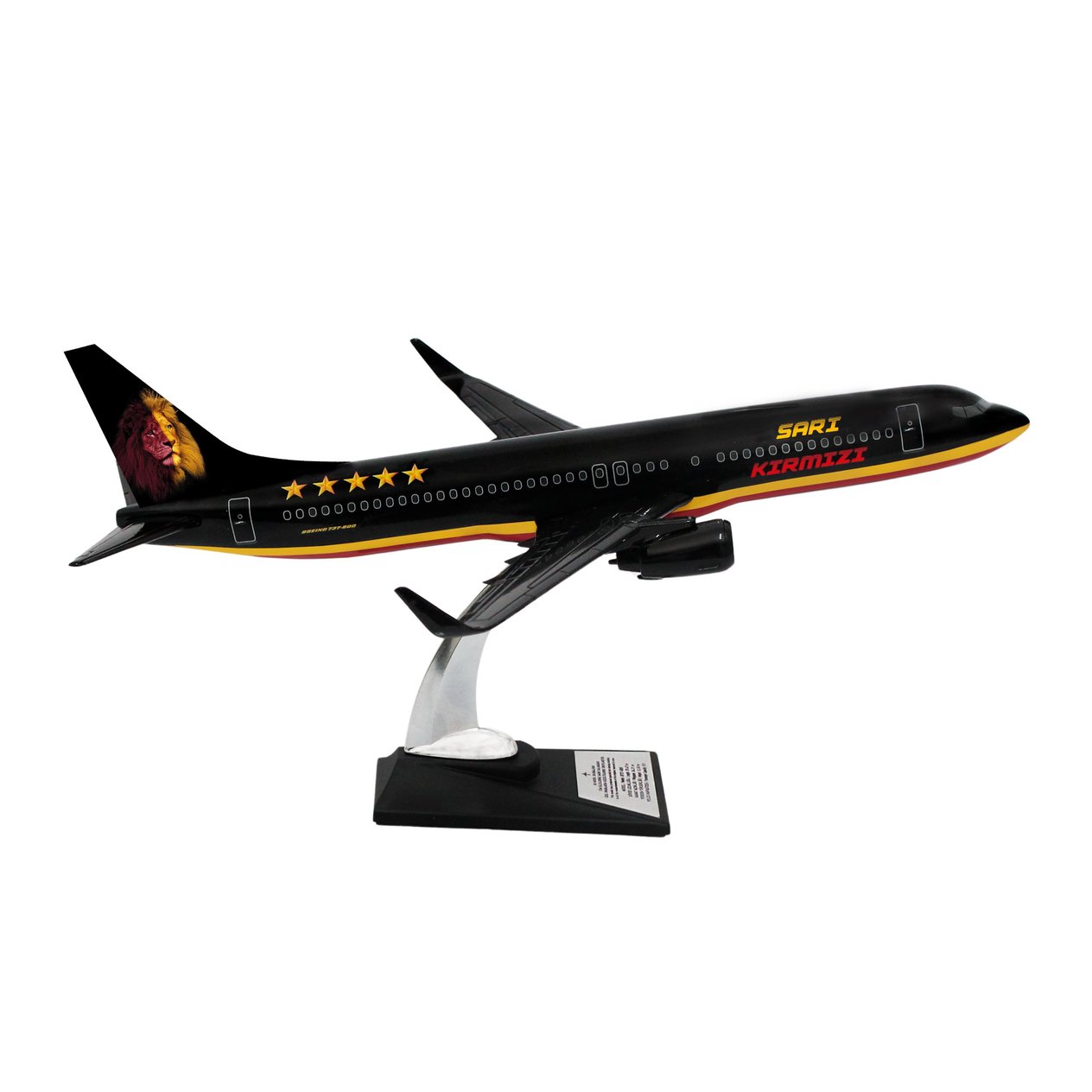 UCK0211Zekupp Boeing 737-800 1/100 Ölçek Klasik Aslan Tasarımlı Siyah Maket Uçak
