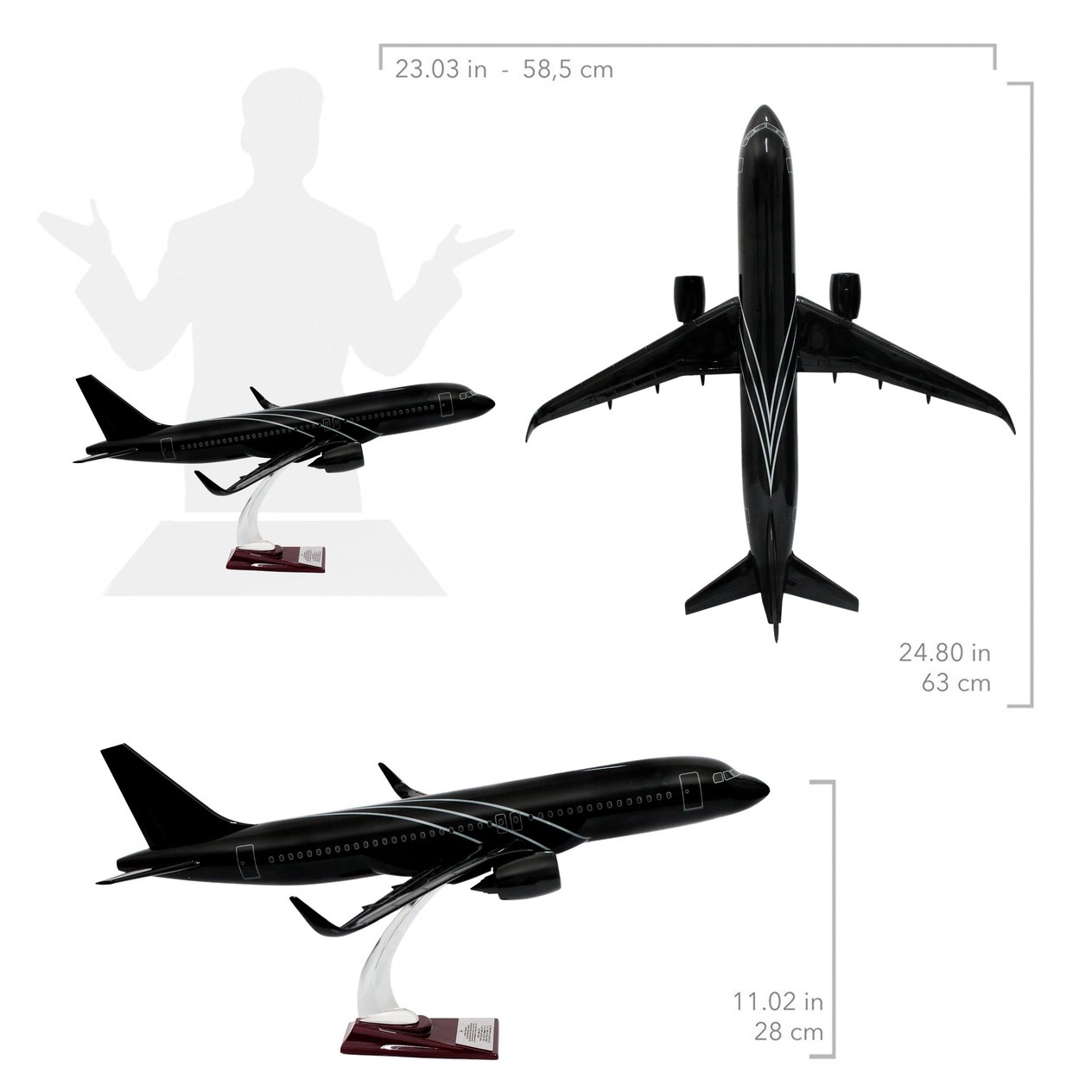 UCK0215Zekupp Airbus 320-200 1/60 Ölçek Çizgili  Tasarım Keman Boy Maket Uçak