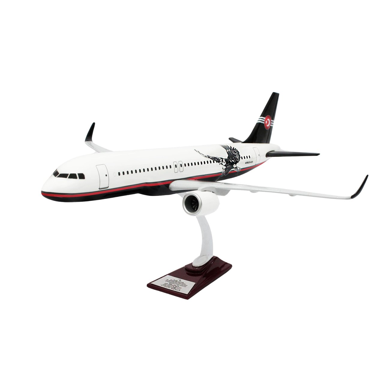 UCK0217Zekupp Airbus 320-200 1/60 Ölçek Siyah Beyaz Kartal Tasarım Keman Boy Maket Uçak