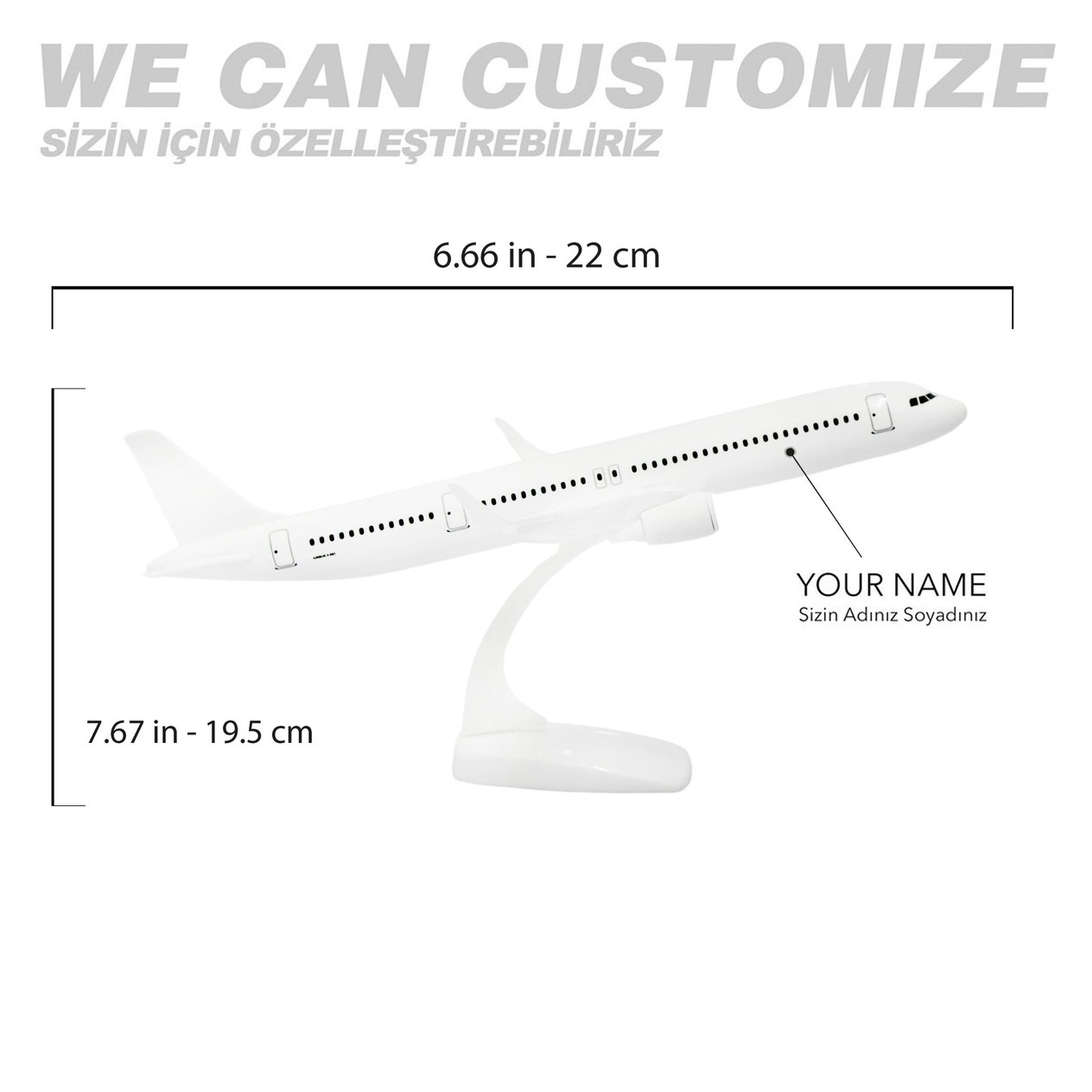 UCK0220Zekupp Airbus A321 1/200 Ölçek  Beyaz Tasarım Plastik Maket Uçak