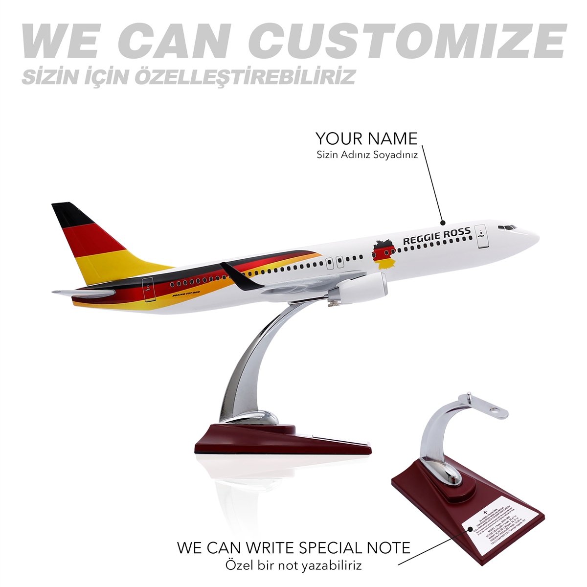 Zekupp - Maket Uçak - Boeing 737-800 1/100 - ALMANYA ÖZEL TASARIM Model Uçak