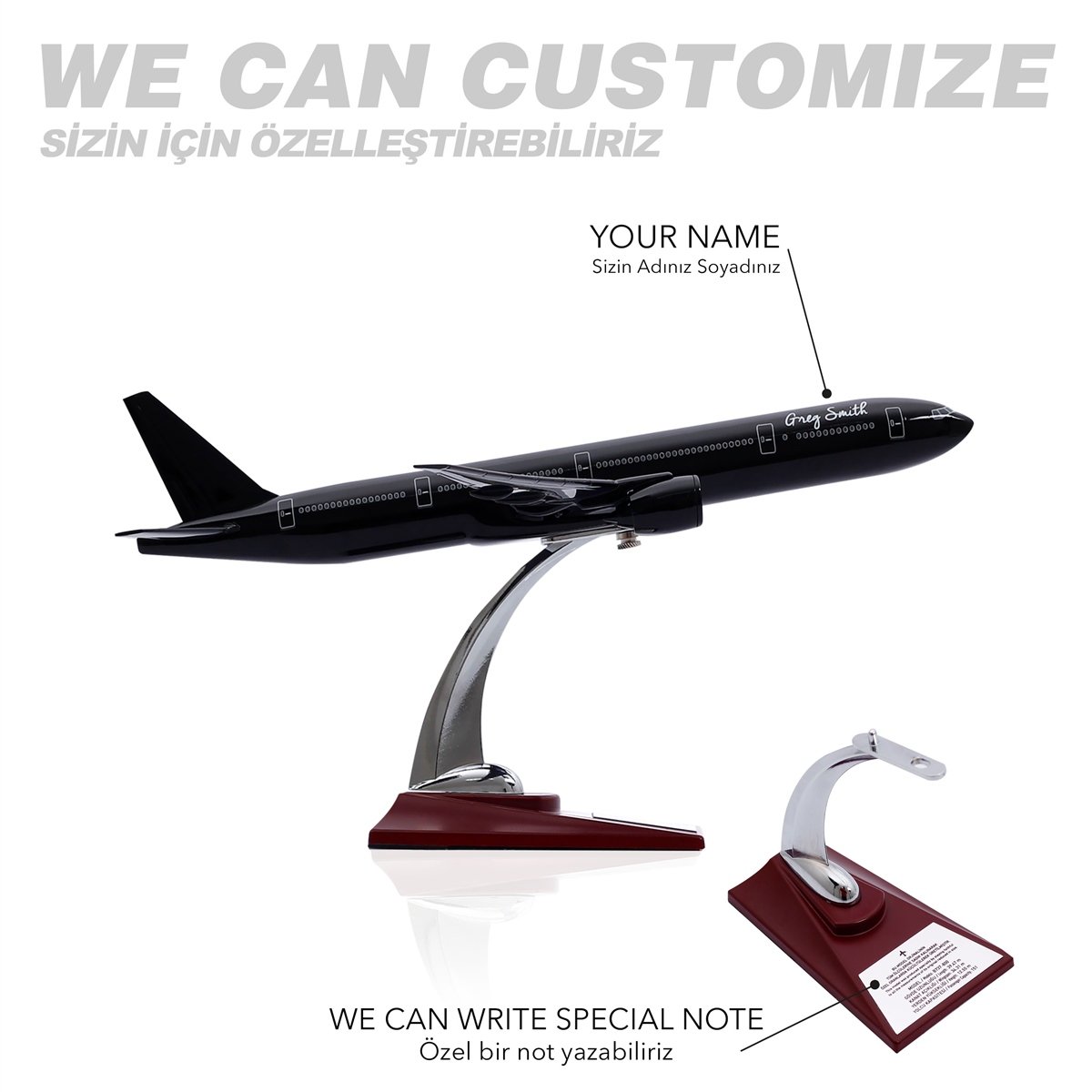 Zekupp - Maket Uçak - Boeing 777-300 1/200 - SİYAH ÖZEL TASARIM Model Uçak