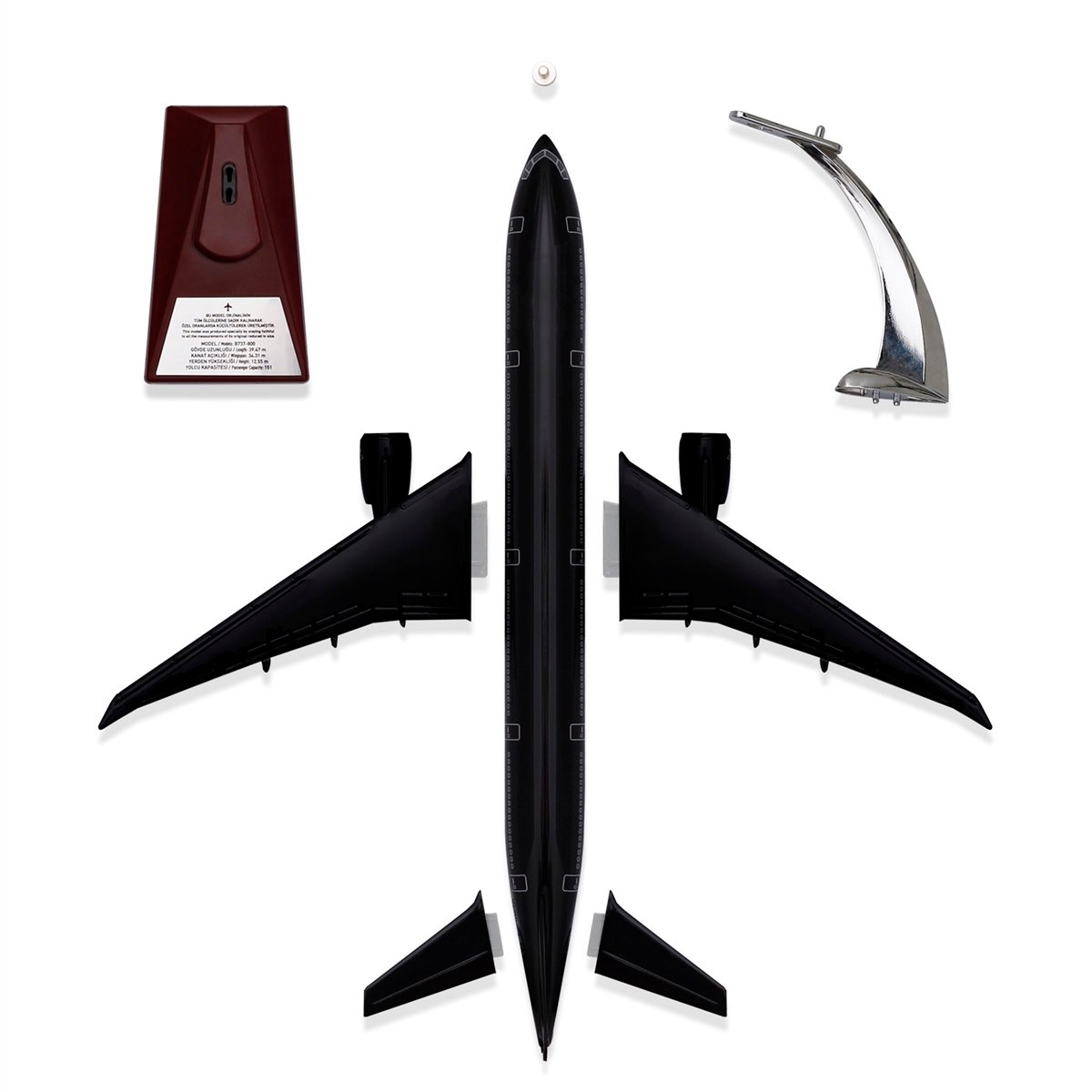 Zekupp - Maket Uçak - Boeing 777-300 1/200 - SİYAH ÖZEL TASARIM Model Uçak