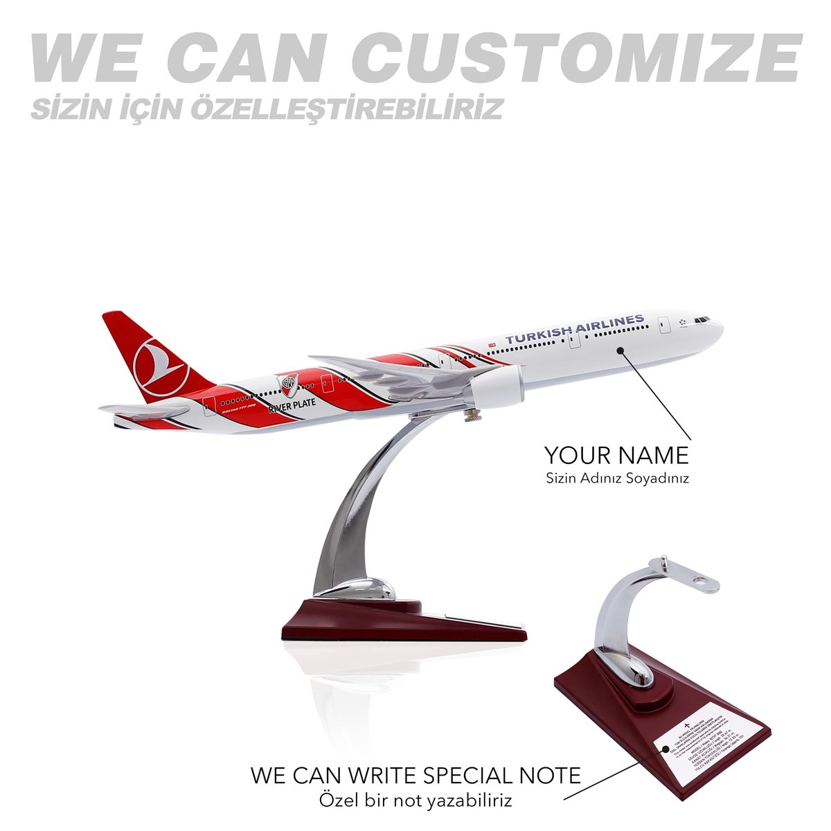 Zekupp - Maket Uçak THY LİSANSLI - Boeing 777-300 1/200 - RİVER PLATE Model Uçak