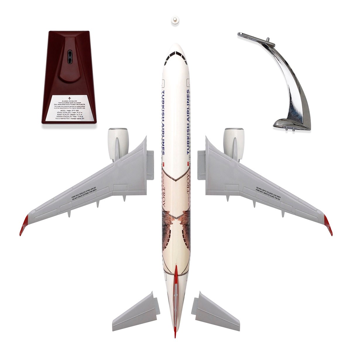 Zekupp - THY LİSANSLI Maket Uçak, Airbus A320-200 1/100, THY TROYA Tasarımlı Model Uçak