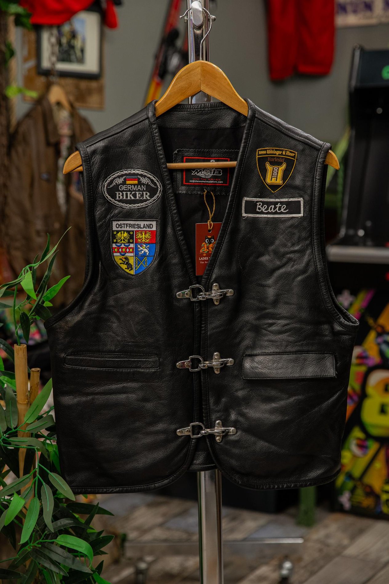 90's GERMANY BIKER Deri Ceket/Ceket