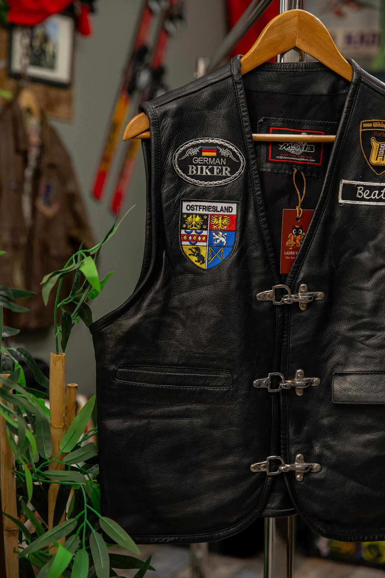 90's GERMANY BIKER Deri Ceket/Ceket