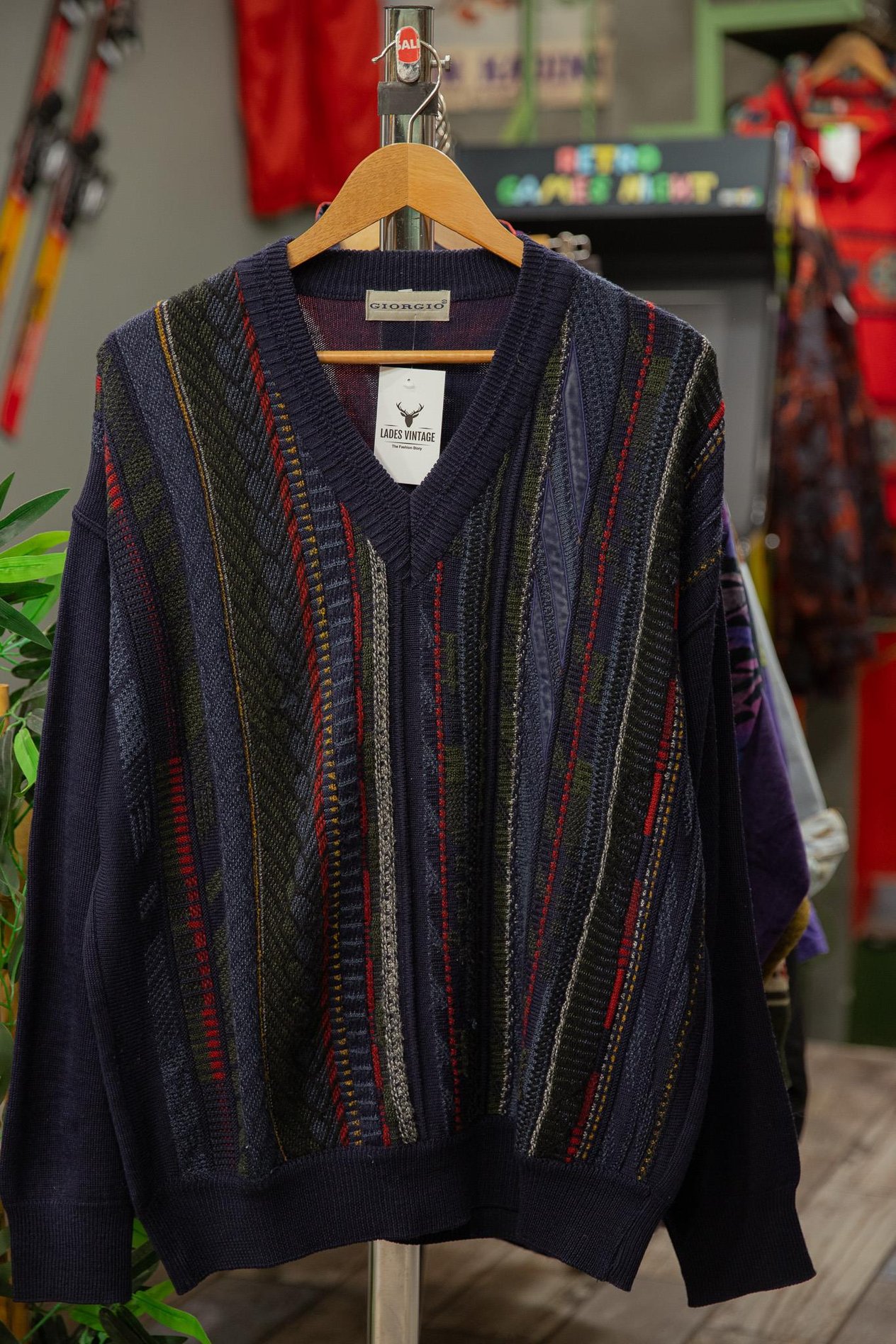 coogi style örme nakışlı kazak