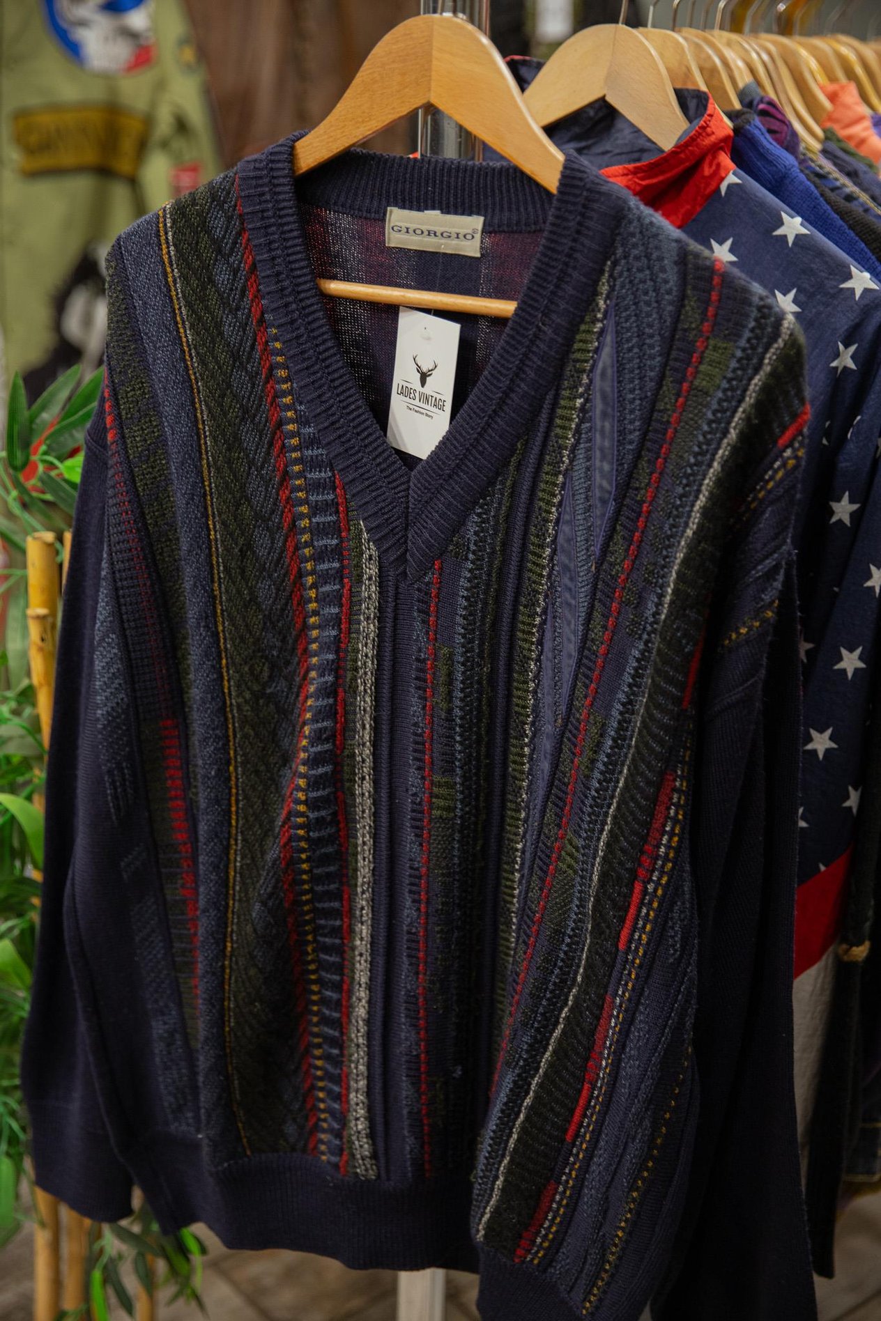 coogi style örme nakışlı kazak