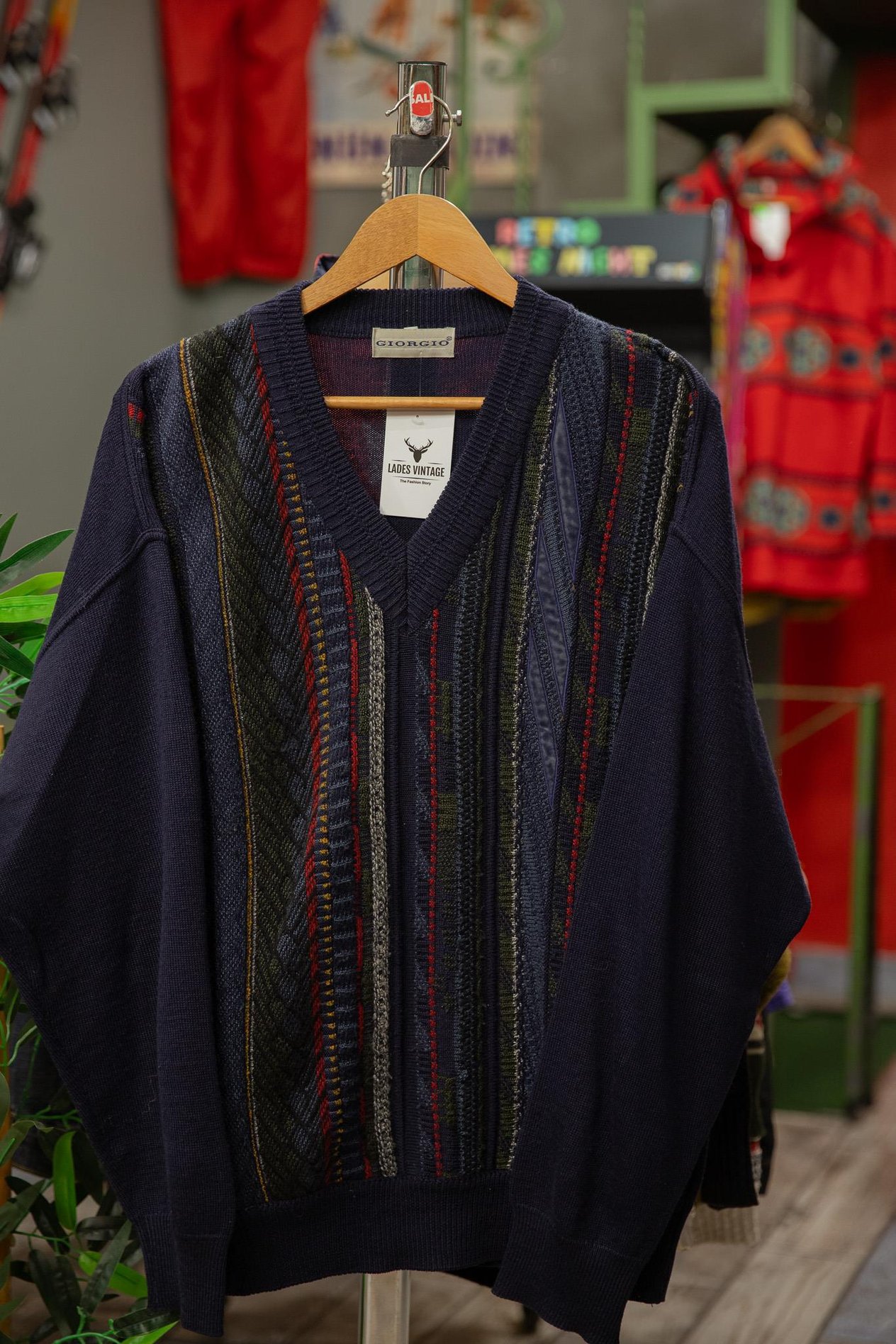 coogi style örme nakışlı kazak