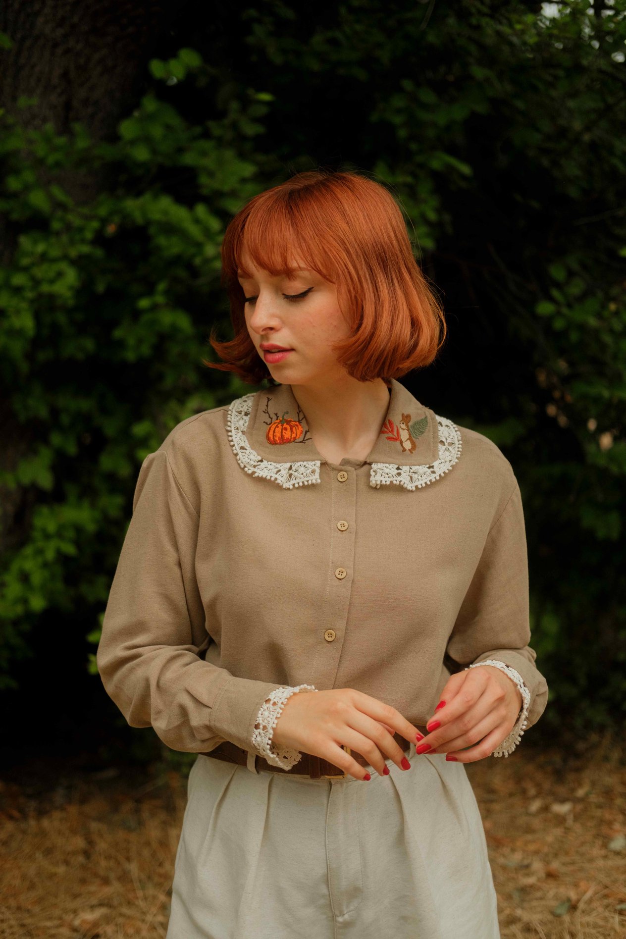 RETRO ALICE WONDERLAND KETEN GÖMLEK