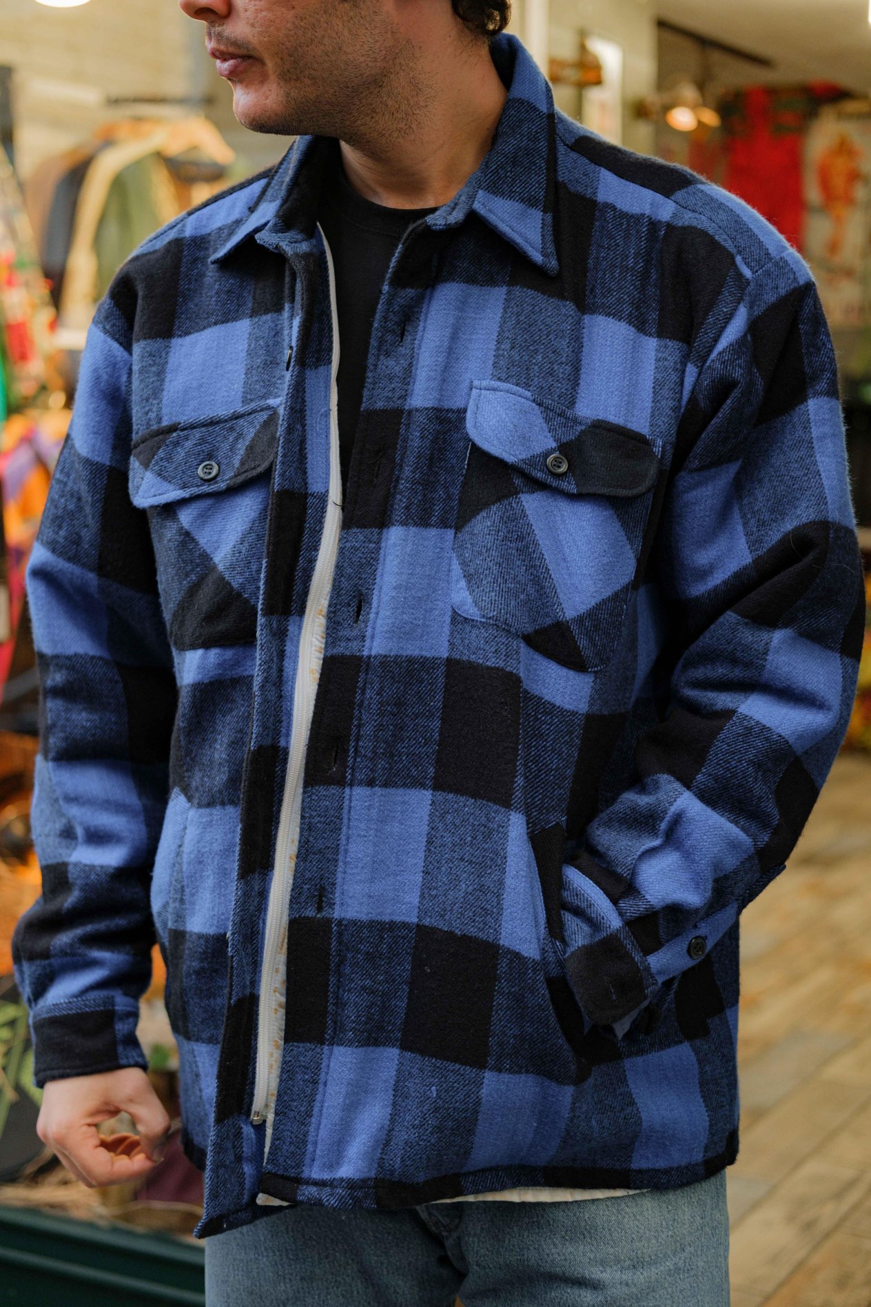 Vintage İçi Kürklü Ekoseli Unisex Ceket