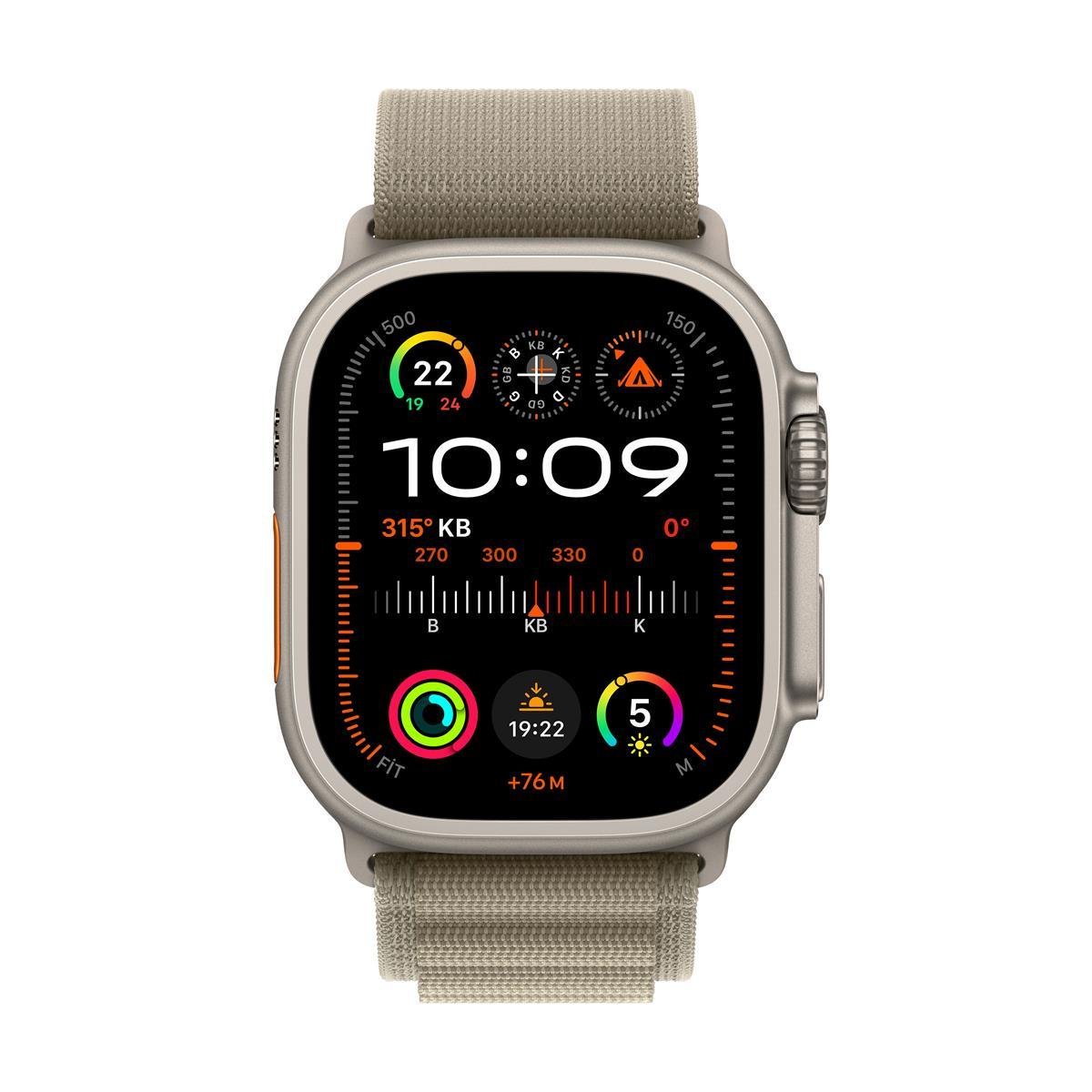 Apple Watch Ultra 2 GPS + Cellular 49mm Titanyum Kasa ve Zeytin Yeşili Alpine Kordon (Küçük) - MREX3TU/A