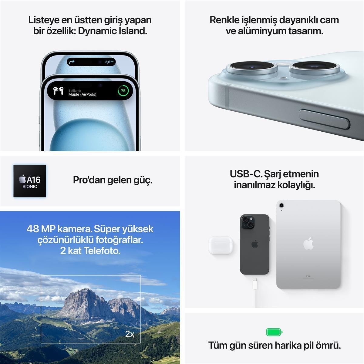 iPhone 15 Plus 128GB Siyah MU0Y3TU/A