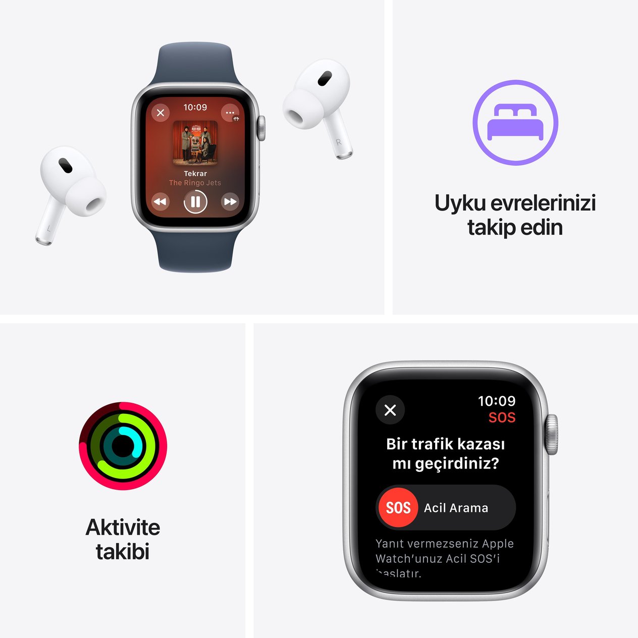 Apple Watch SE ( 2.nesil ) GPS 44mm Yıldız Işığı Alüminyum Kasa ve Yıldız Işığı Spor Kordon S/M - MRE43TU/A