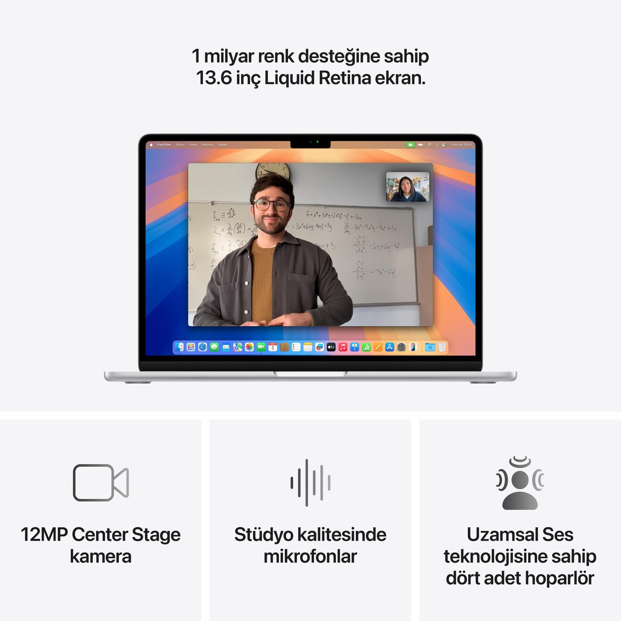 MacBook Air 13'' 10-Core CPU 8-Core GPU Apple M4 / 16GB / 256GB SSD / Gümüş MW0W3TU/A
