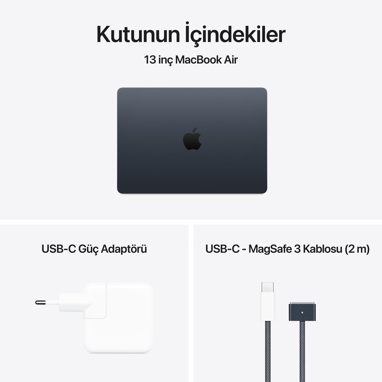 MacBook Air 13'' 10-Core CPU 8-Core GPU Apple M4 / 16GB / 256GB SSD / Gece Yarısı MW123TU/A